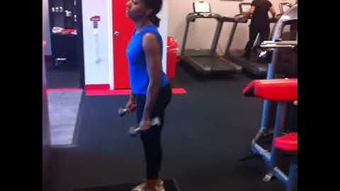Side step squats w/dumbbell curls