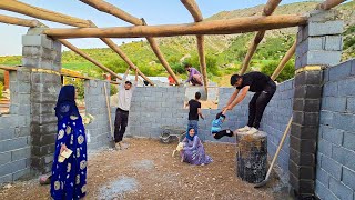 Installing Wooden Beams for Milad and Mahin's Roof | Amir's Family Teamwork