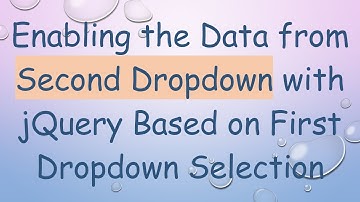 Enabling the Data from Second Dropdown with jQuery Based on First Dropdown Selection