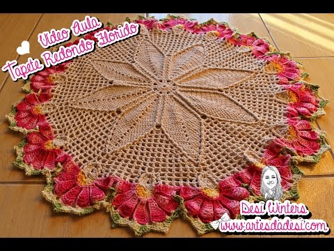Tapete Redondo Florido de Crochê - Artes da Desi