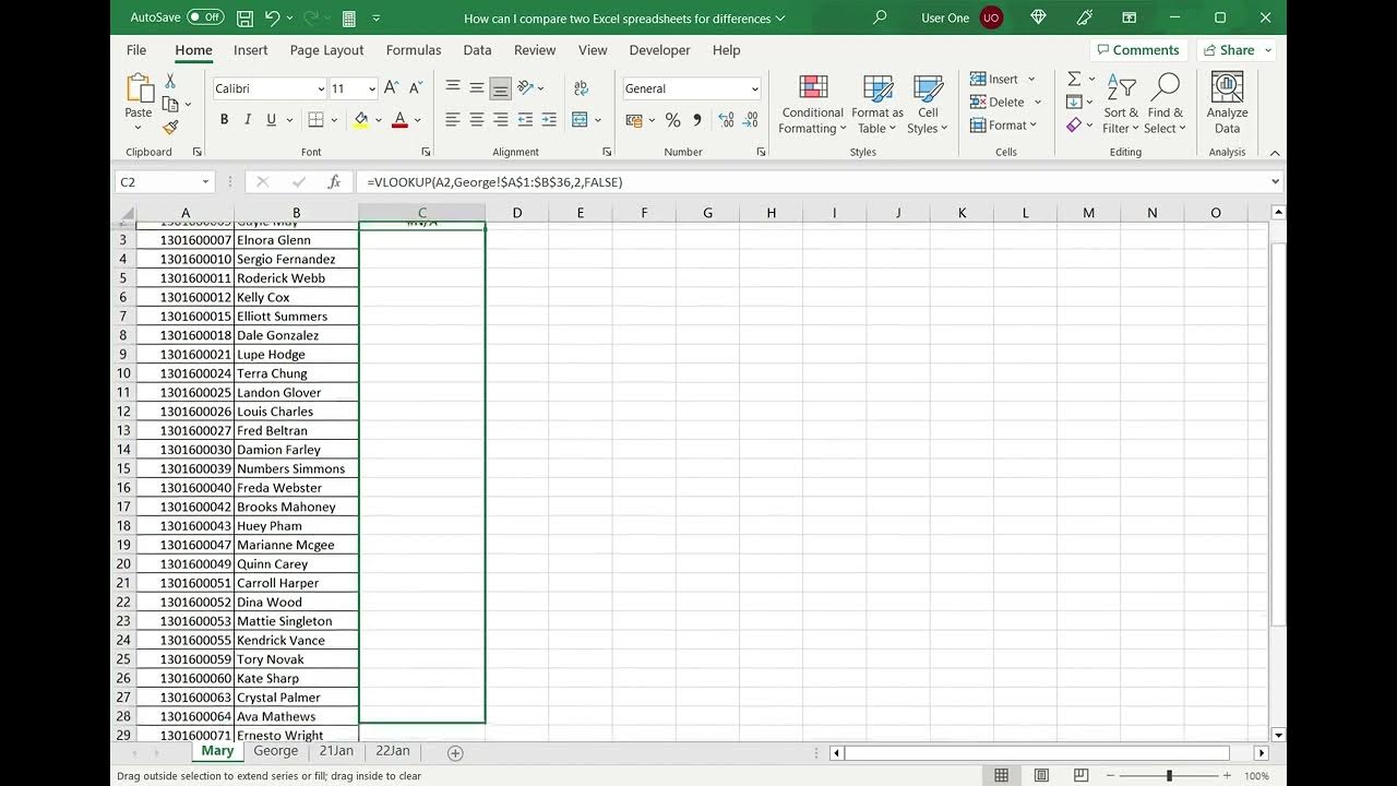 How can i compare two excel spreadsheets for differences youtube