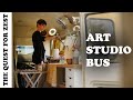 Step inside mindblowing school bus art studio tour tiny living and artistry collide in pure bliss