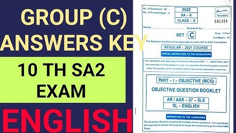10th class English SA-2EXAM Answers key (Group C)