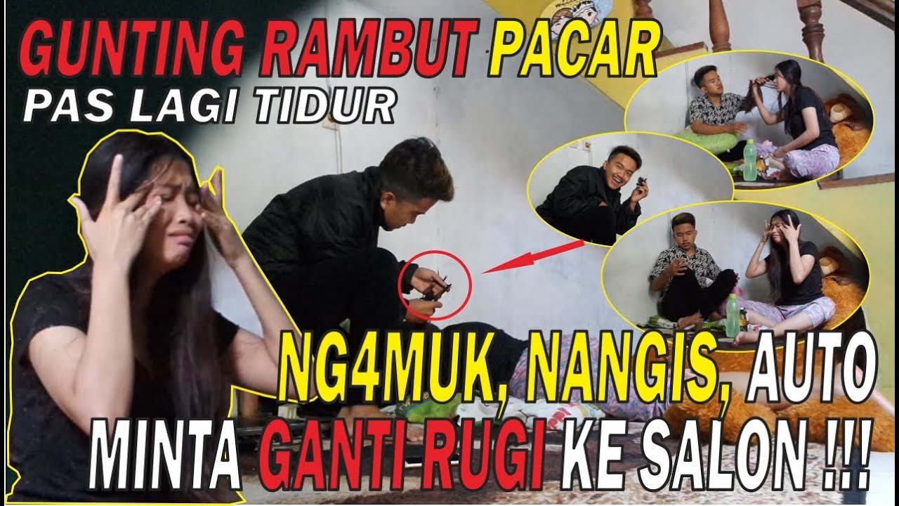 POTONG RAMBUT SINTIA PAS LAGI TIDUR | NGAMUK, NANGIS, AUTO MINTA GANTI RUGI KE SALON!!!