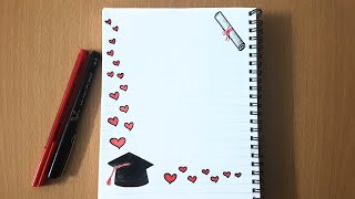 تزيين الدفاتر من الداخل، تسطيرالكراسة على شكل قبعةالتخرج ،قلوب، التخرج How to Draw Graduation cap