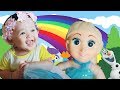 bayi lucu AYASHA bermain dengan boneka FROZEN ELSA 💗  Finger Family song ✿ Uyyus fun video