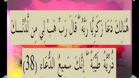 القران الكريم سورة آل عمران الأية 38