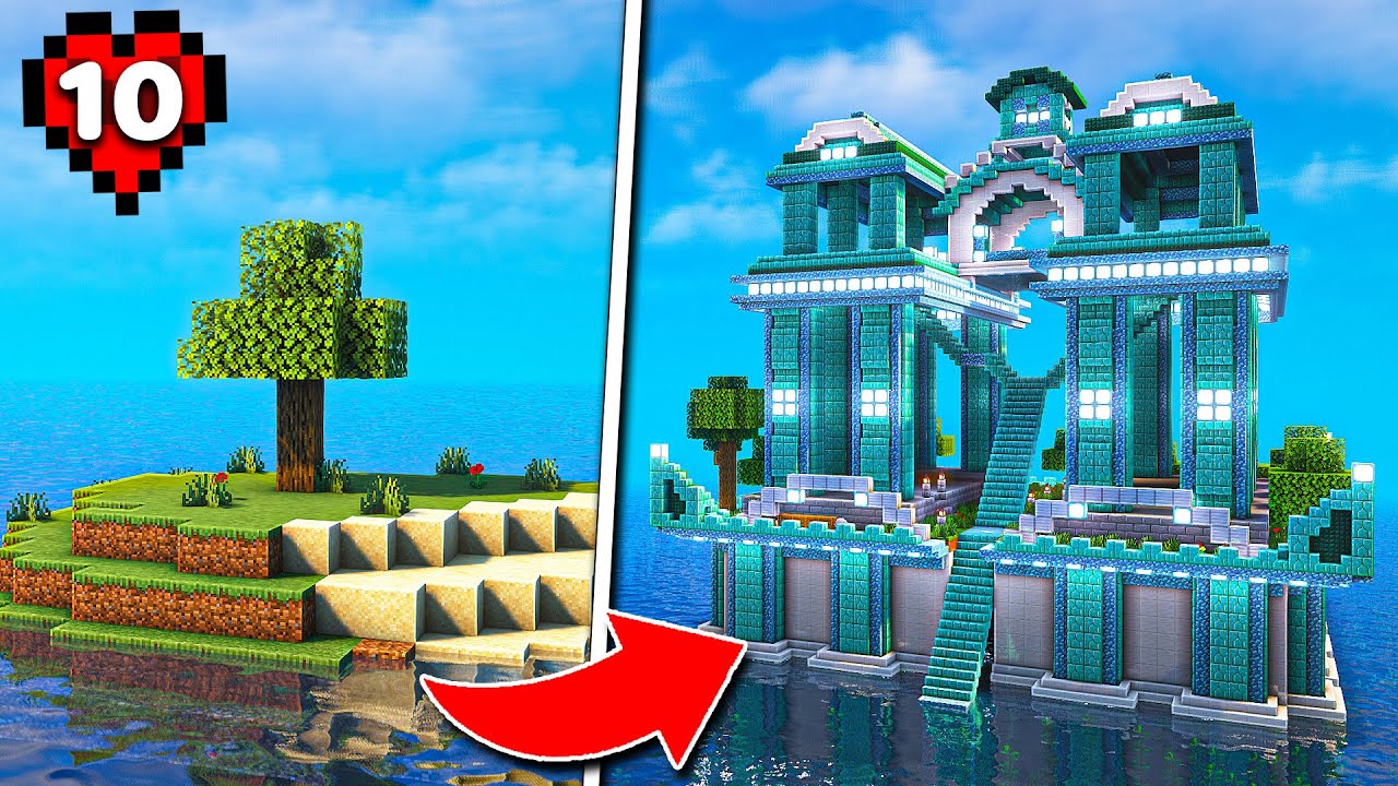 J'ai AMÉLIORÉ un TEMPLE DE LA MER sur Minecraft ILE DESERTE Hardcore ...