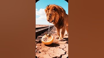 lion saved the Lemon tree from drying up by watering it #ai #plants#save #water #lion