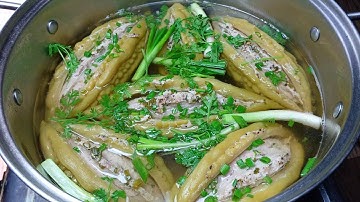 CANH KHỔ QUA HẦM cách làm canh khổ qua nhồi cá thác lác- canh khổ qua nhồi thịt  canh ngon ngày tết