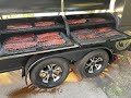 Ribs and Sausage on the 24" x 84"  Lone Star Grillz trailer pit! 4K