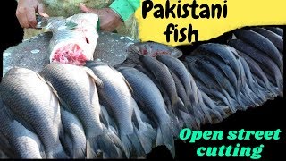 Pakistani fish cutting Style | open street fish market