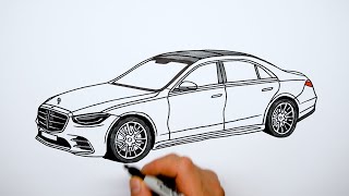 How to draw a car - Mercedes Benz S-Class AMG - Step by step