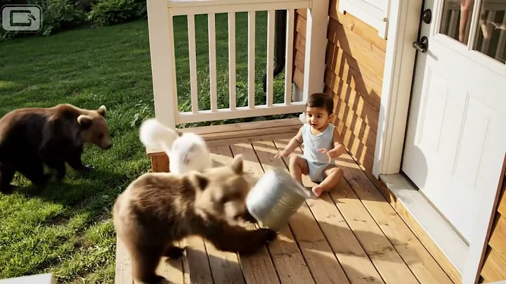 UNBELIEVABLE Security Camera Tiny Cat Saves Baby From Bear Attack! #cats #ai 
