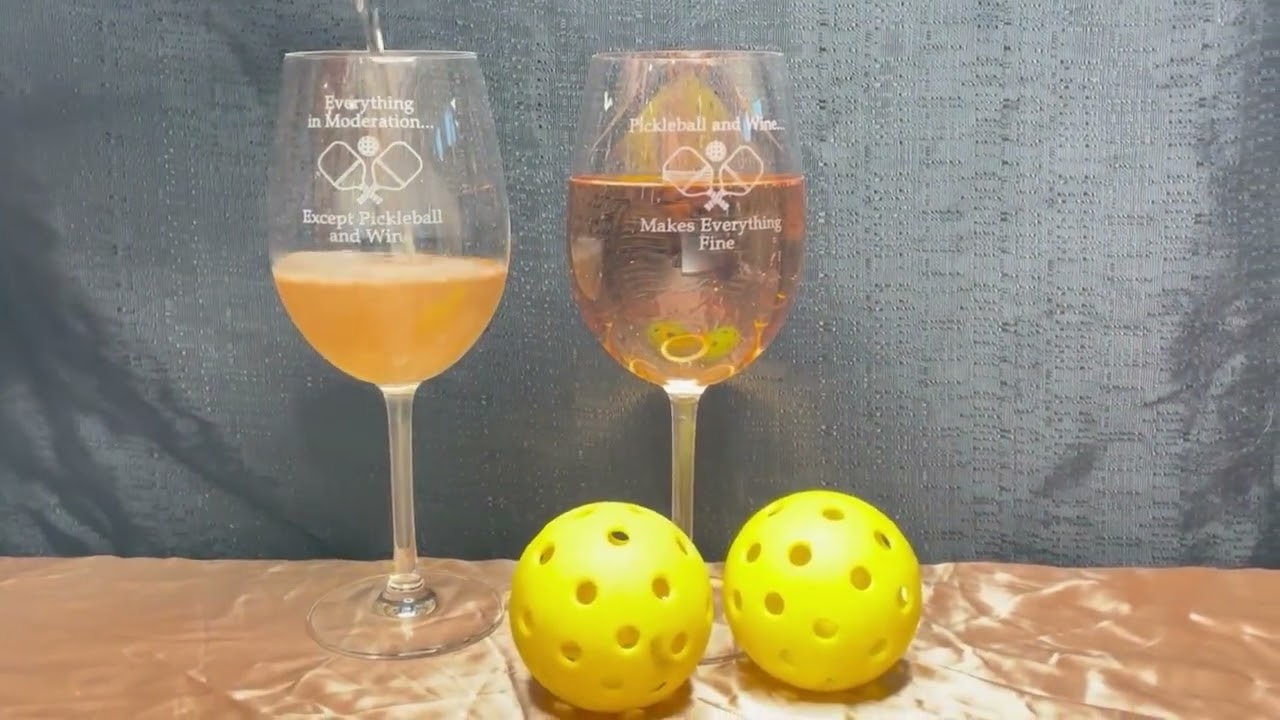 Pickleball and Wine... Makes Everything Fine Set of 4 Etched Glassware-  Choice of Wine Glass | Stemless Wine | Double Old Fashioned | Pint Glass -  Country Marketplace