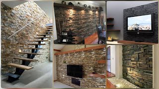 انواع ديكورات حجر داخلى لجدران المنزل ٢٠٢١ | احدث اشكال تصاميم ديكور احجار  مودرن لحائط تليفزيون