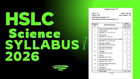 HSLC General Science Syllabus 2026 || Class 10 final exam General Science Syllabus 2026||