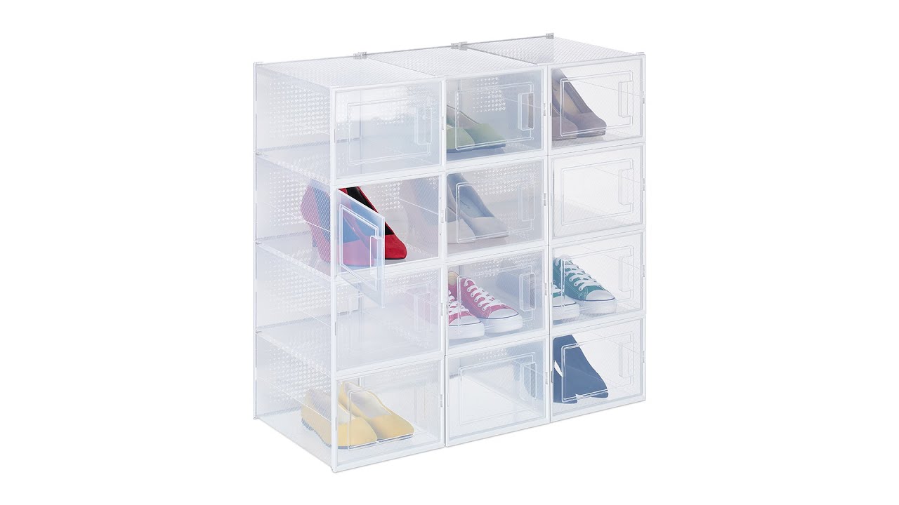 Scatole Scarpe Impilabili FUNLAX 12 Pezzi | Trasparenti Con Porta Magnetica, Per Taglie Fino EU45