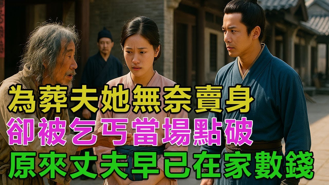 民間故事：為葬夫她無奈賣身，卻被乞丐當場點破，原來丈夫早已在家數錢
