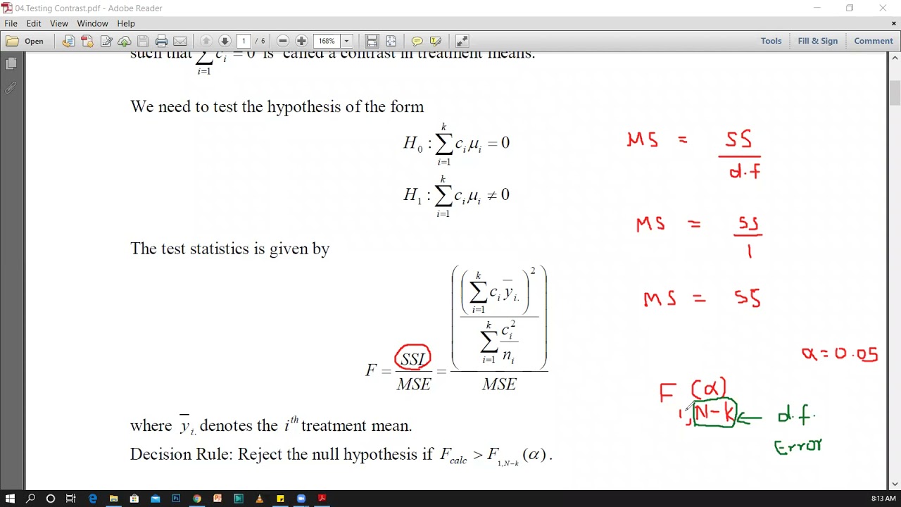 Testing Contrasts - B3011(4)