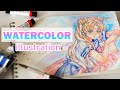 Watercolor Painting Timelapse Manga girl #7