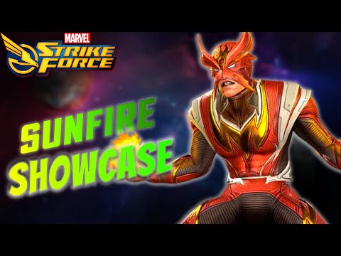 Sunfire - Abilities and Finishers *Showcase* 4K 60FPS - Marvel Strike Force Gameplay