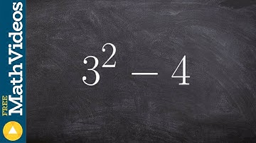 Simplifying expressions with exponents two operations, 3^2 - 4