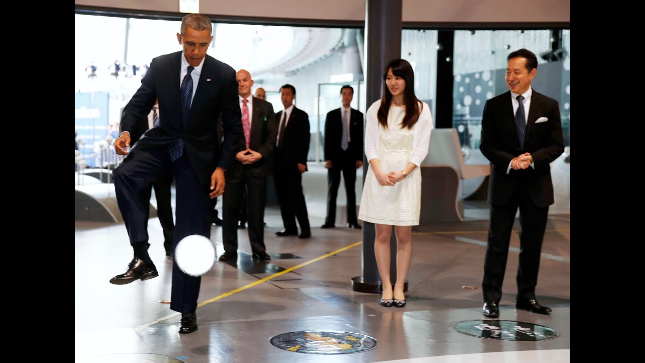 Barack Obama Gets A Kicking From Robot Soccer Ace In Japan Youtube