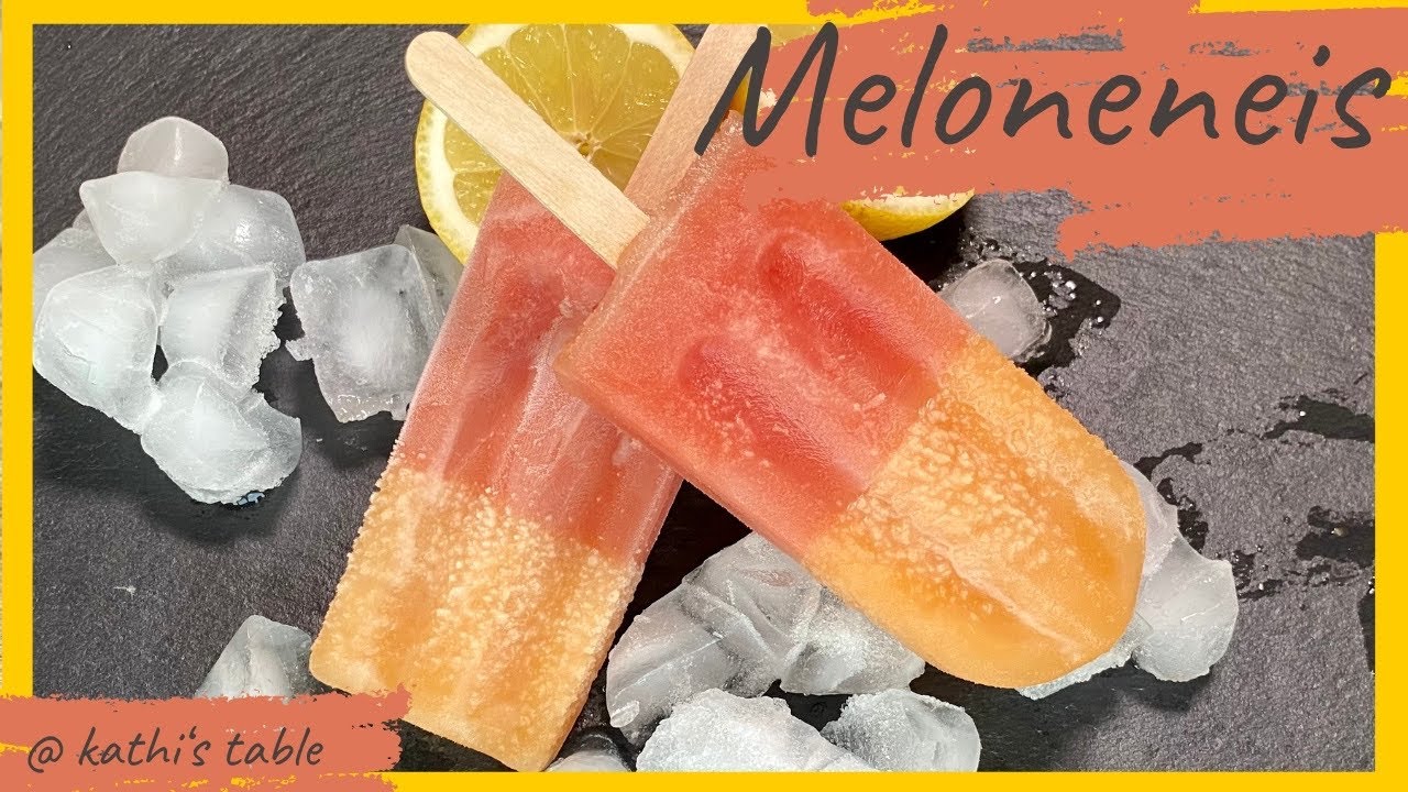 Meloneneis am Stiel / Wassermelone-Zuckermelone Eis / Ohne Eismaschine ...