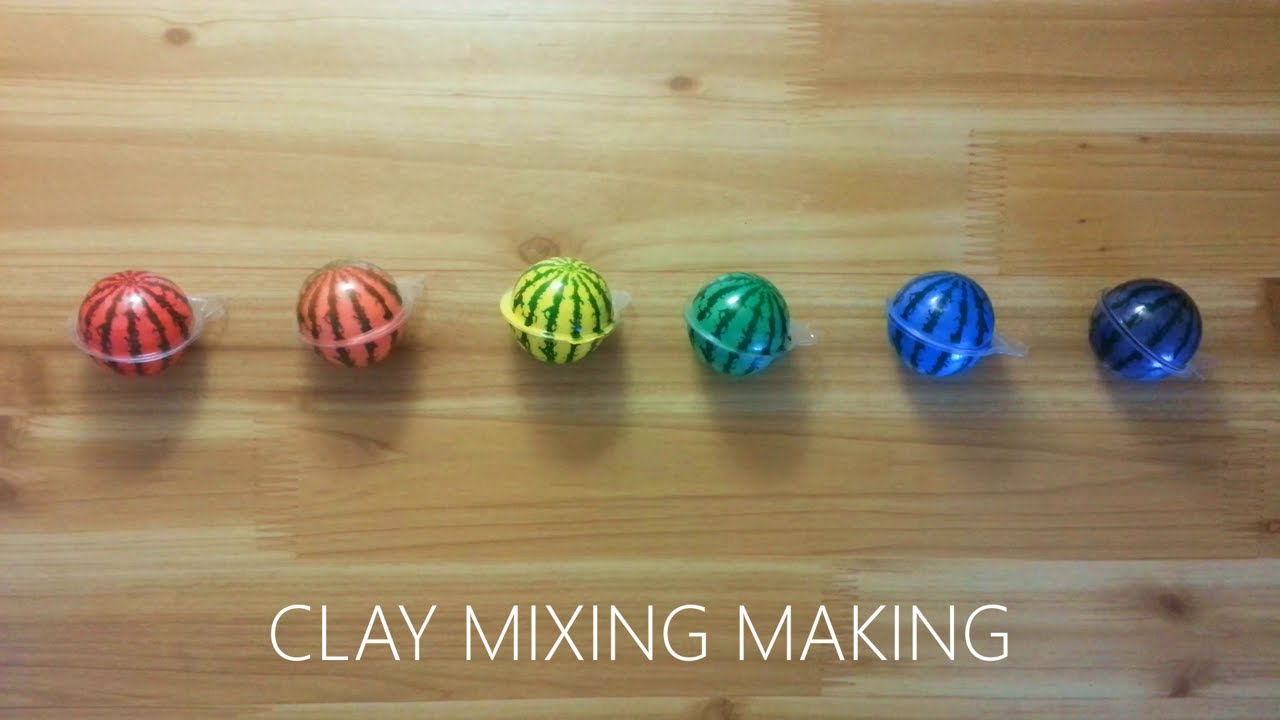 rainbow watermelon jelly clay mixing making 무지개 수박 젤리 점토 섞기 만들기