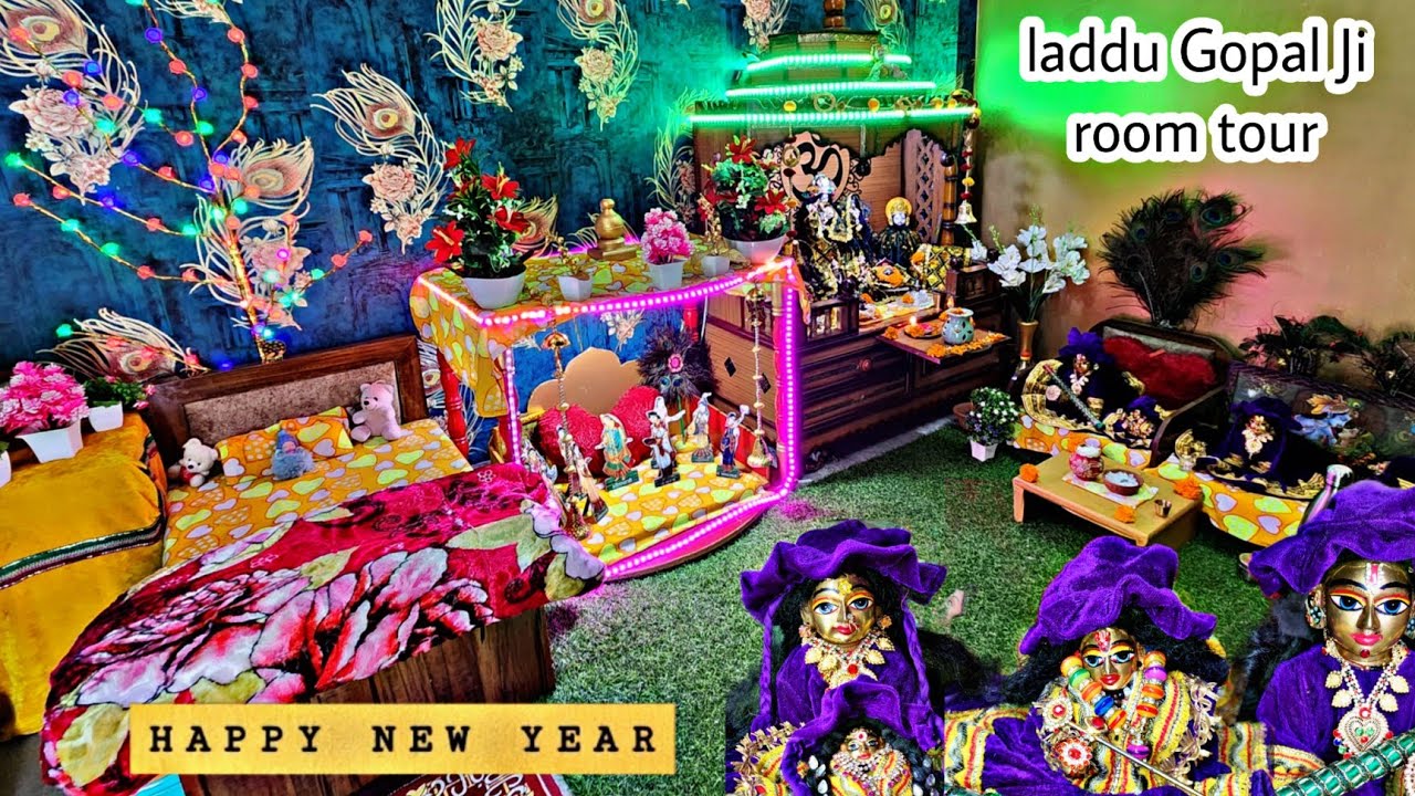 New year pe laddu Gopal Ji ka room tour !! Sare bhgwan ji ke singar darshan 🧿