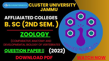 Cluster University Jammu;Zoology B.Sc 2nd sem.question paper#clujammu #clusteruniversityjammu#2022