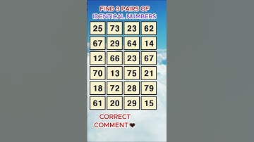 Find 3 pairs of identical numbers /Dementia Prevention Quizzes/Dementia Tests.No.13