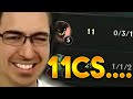 11 CS AT 8 MINUTES...... He couldn't even PLAY the game... @Trick2G