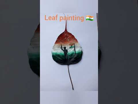 🧡🤍💚Independence Day special leaf painting/🇮🇳Indian Army🙏#easy_drawing #drawing_tutorial #shorts 🎨🤩