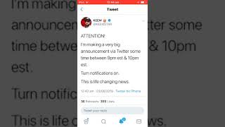 KEEMSTAR BIG ANNOUNCEMENT ON TWITTER AT 9PM EST/10PM EST