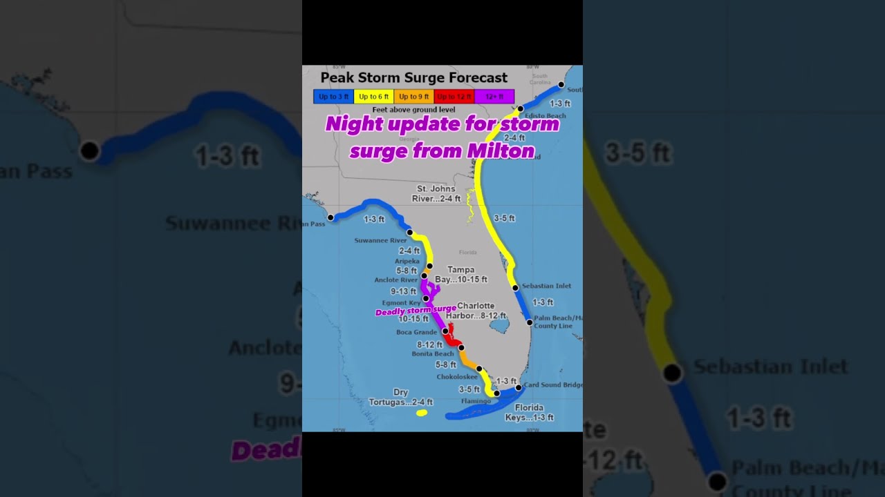 Hurricane Milton UPDATED storm surge map!! (10/8/24) #hurricane #storm #hurricanemilton #weather