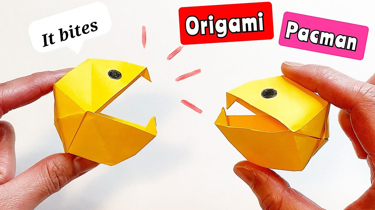 DIY Pacman Easy Origami for kids | Origami Toys | 摺紙玩具 吃豆人 吃豆小精靈 如何製作食鬼 ...