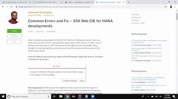 Common Errors in HANA XSA Web IDE developments