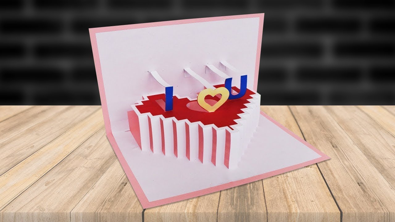 การ์ดรูปหัวใจ Pop Up 3 มิติ พร้อมวิธีทำ Heart Pop Up Card Tutorial
