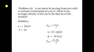 Example of One-Dimensional Motion Problems with Constant Acceleration