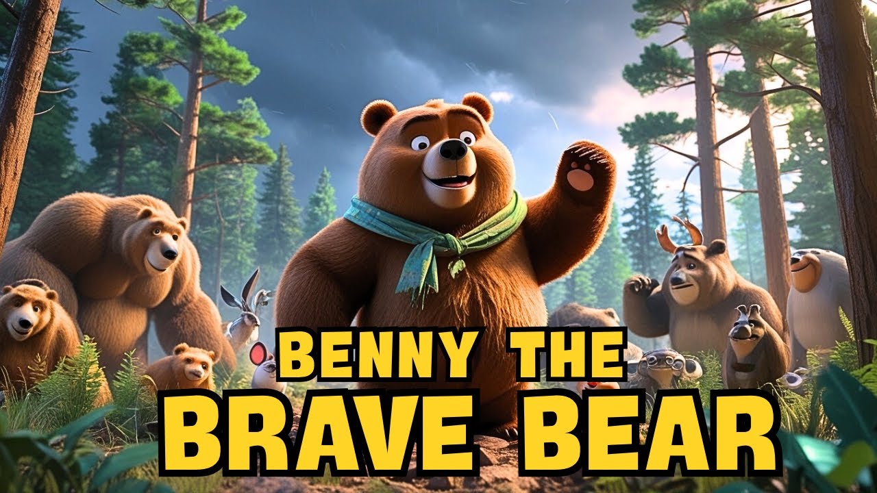 Benny the Brave Bear | Moral Cartoon Poem for Kids | Courage & Kindness ...