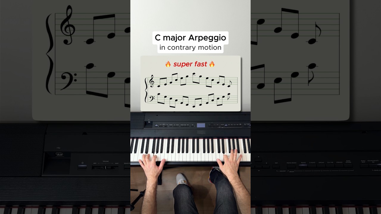C major Arpeggio in Contrary Motion - super fast🔥 #piano #pianolesson #pianotutorial #learnpiano