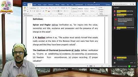 TYBCOM Auditing Lecture 12/11/2020 Chapter 6- Vouching, Verification and Valuation