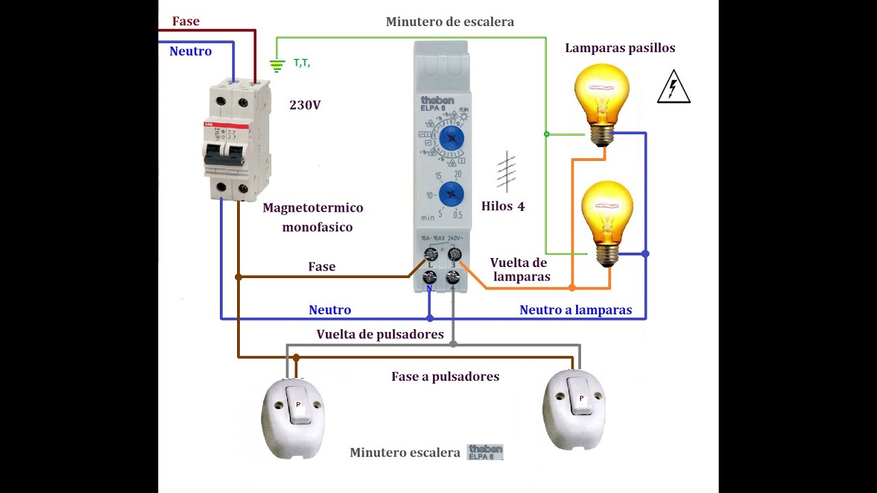 como conectar automático de pasillo pulsa luz de 3 cables  #serviciotecnicomb 