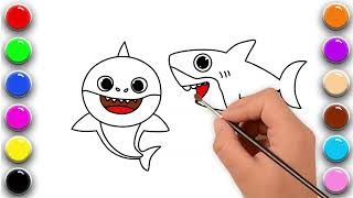 🦈BABY SHARK COLORIAGE - Vidéo éducative pour enfants & Planète coloriage