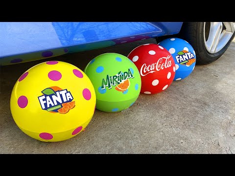Crushing Crunchy & Soft Things by Car! EXPERIMENT: Car vs Coca Cola, Fanta, Mirinda Balloons
