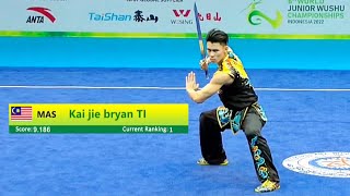Kai Jie Btyan Ti 🇲🇾 9.18 score 🥈 Nandao (Group A Boys), 8th World Junior Wushu Championship