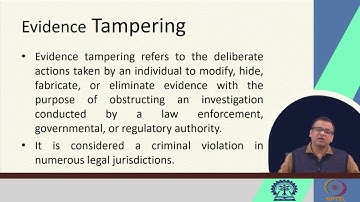 Lecture 30 : Collection, preservation and dispatch of Forensic Evidence #swayamprabha #CH36SP