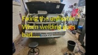 Fixing the unfixable, Vers 2 Correctly edited with finish! Talbot Express welding windscreen pillar.